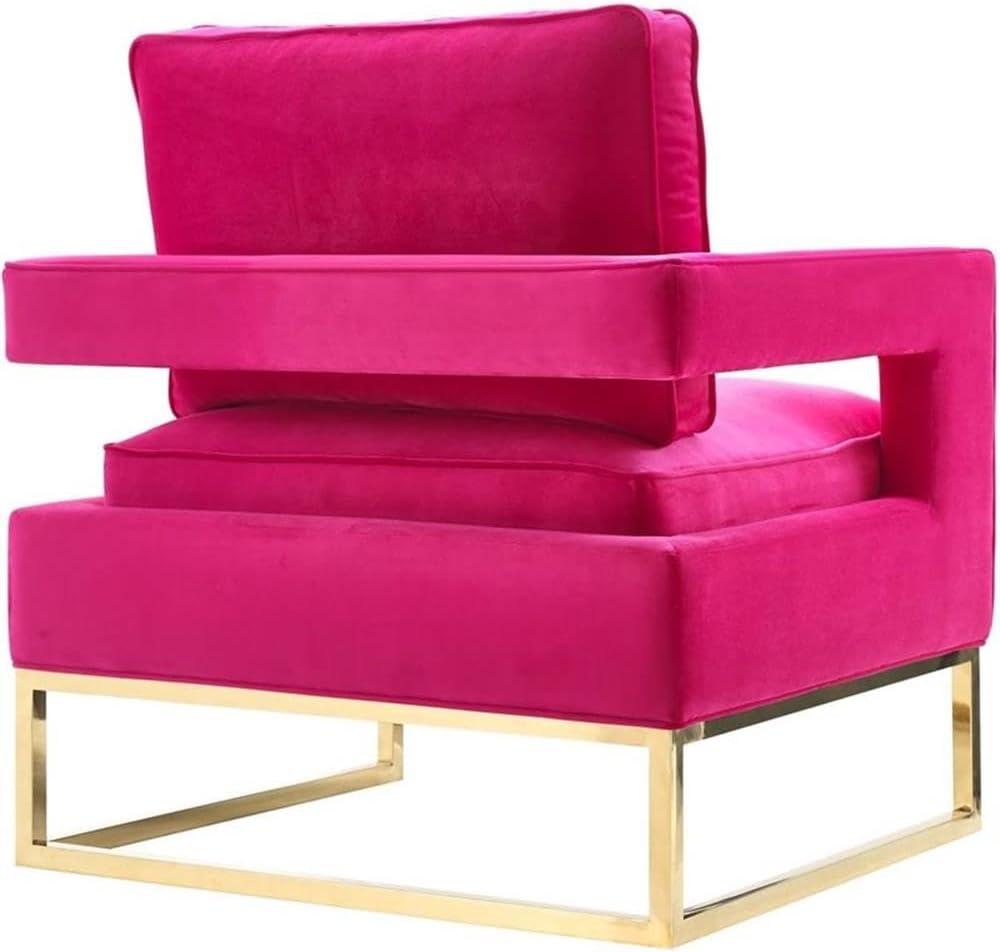 TOV Furniture Avery Pink Velvet Chair with Gold Base