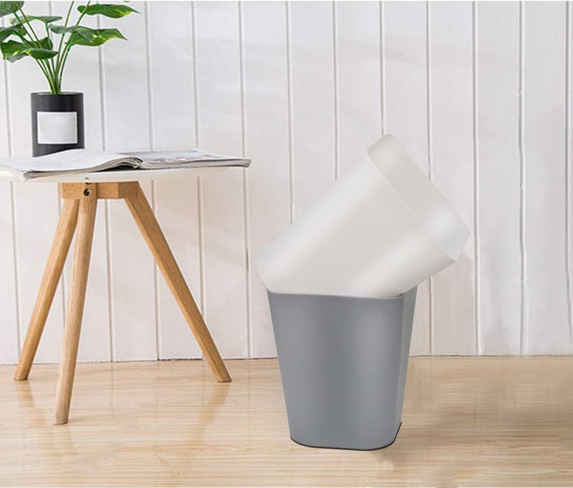 White and Gray 1.6 Gallon Plastic Wastebasket Set