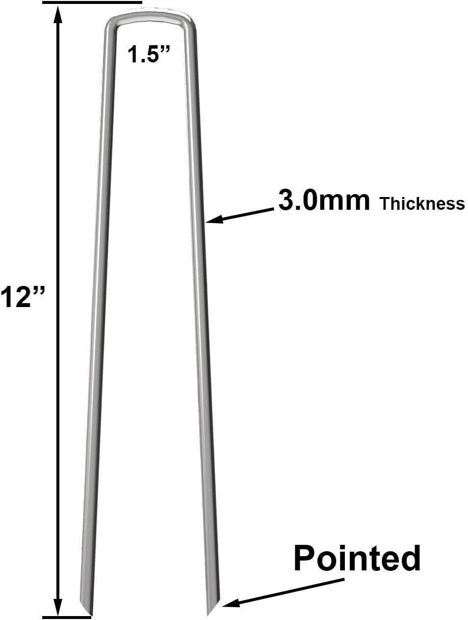 Landscape Staples Galvanized Garden Stakes Landscaping Fabric SOD Pins 12 INCH 50 Pack