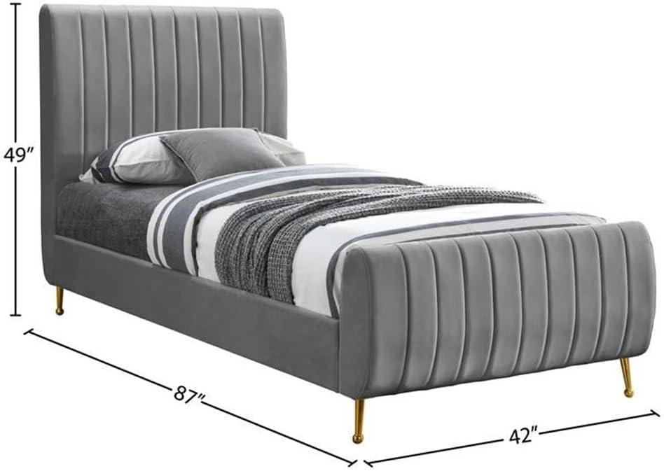 Meridian Furniture Zara Contemporary Gray Velvet Queen Bed