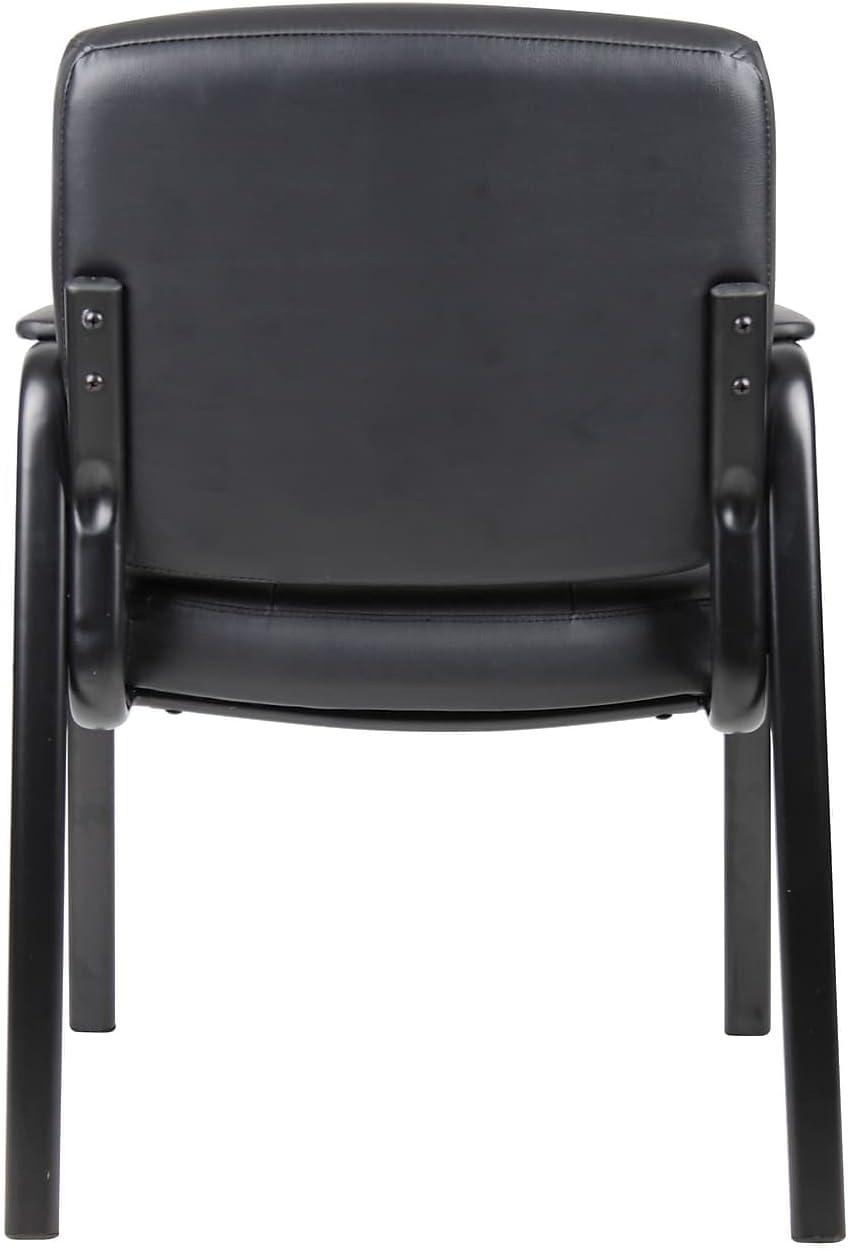 Boss Office Products B7509 Leather Guest Chair with Steel Frame, Black