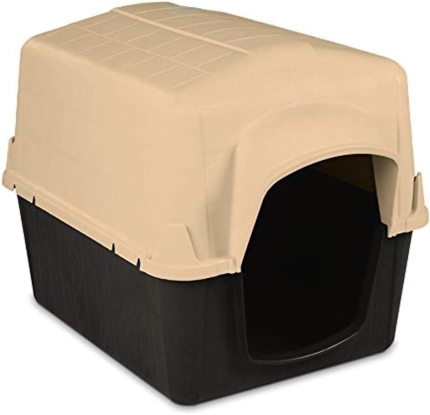 Petmate Aspen Pet Petbarn 3 Plastic Outdoor Dog House, 32" Medium for Pets 25-50 lb, Tan