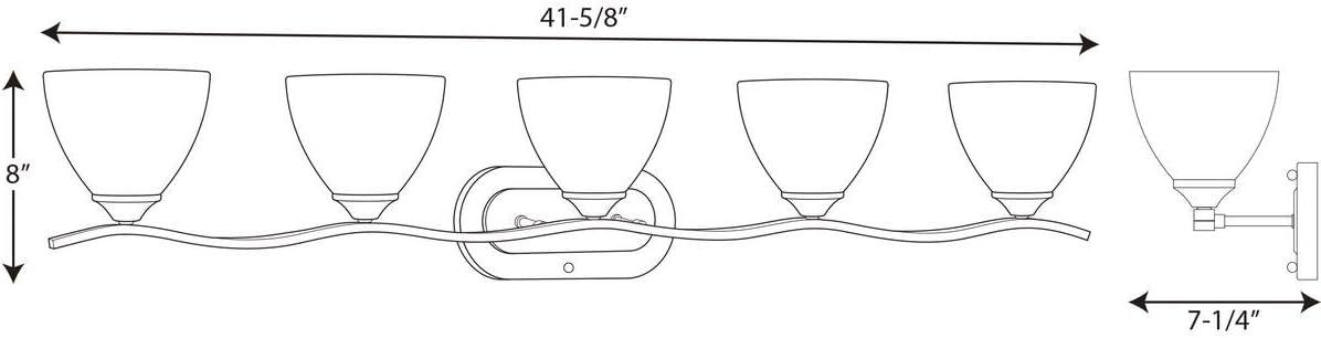 Progress Lighting Laird 5-Light Bath Vanity, Brushed Nickel, Glass Shade