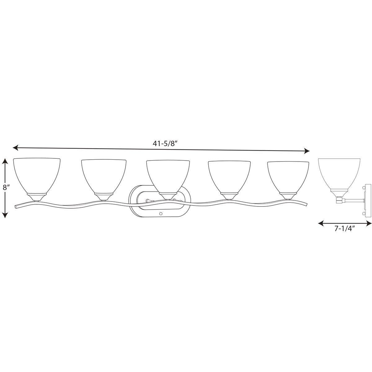 Progress Lighting Laird 5-Light Bath Vanity, Brushed Nickel, Glass Shade