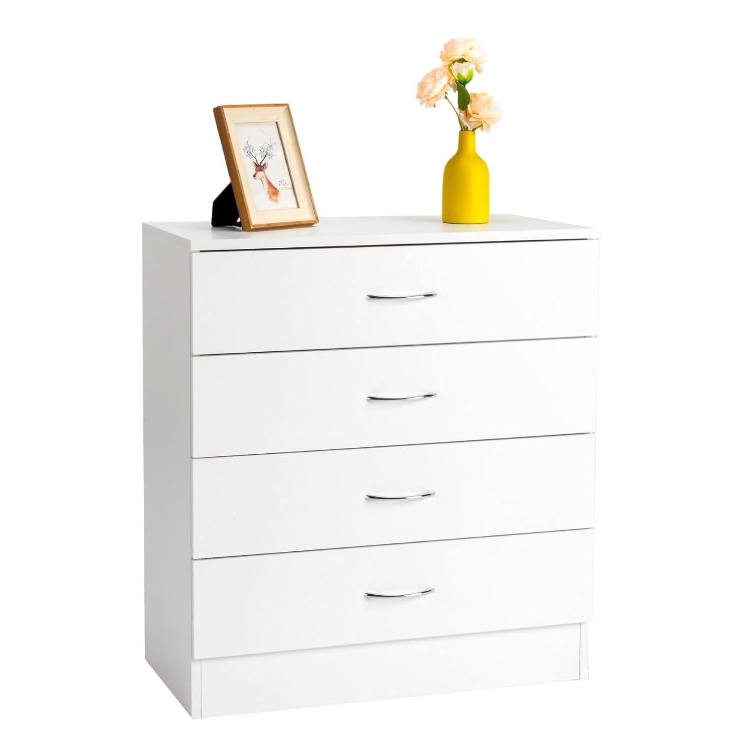 XIAOTAO 3-Drawer Dresser, Small Nightstand Modern Storage Chest of Drawer Wooden Side Table End Table for Bedroom, Living Room, Reception Room (White)