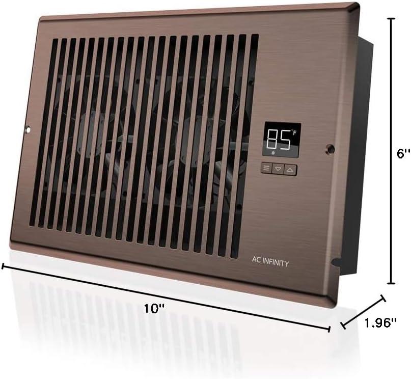 AC Infinity AIRTAP T6 Bronze, Register Booster Fan for 6” x 10” Register Holes, Improves Heating & Cooling Vents, Quiet 10-Speeds, Bluetooth App Control Data Alerts