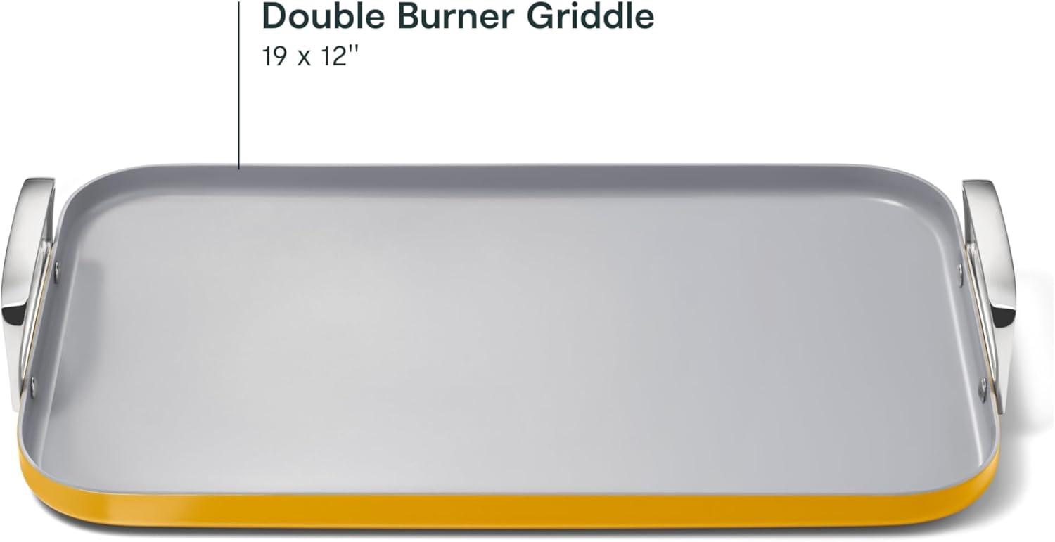 Caraway Home 11.73" Nonstick Square Double Burner Crepe Pan Marigold: Caraway Cookware, Griddle, Hand Wash, 1 Year Warranty