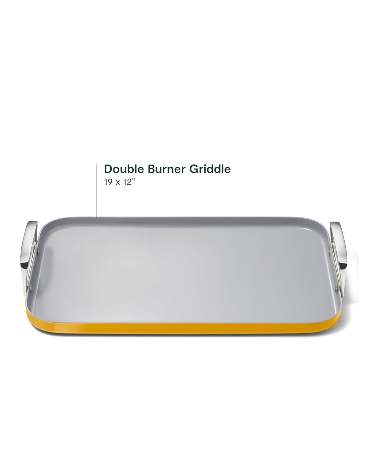 Caraway Home 11.73" Nonstick Square Double Burner Crepe Pan Marigold: Caraway Cookware, Griddle, Hand Wash, 1 Year Warranty