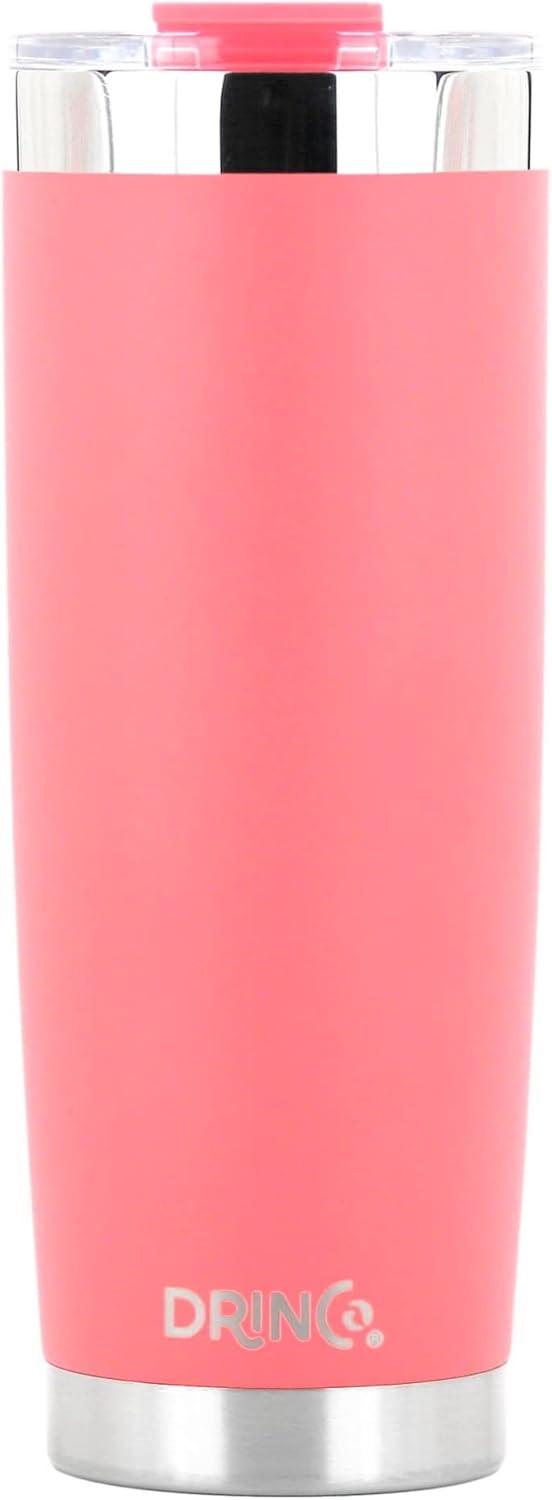 Coral Stainless Steel 20oz Travel Tumbler with Lid and Straws