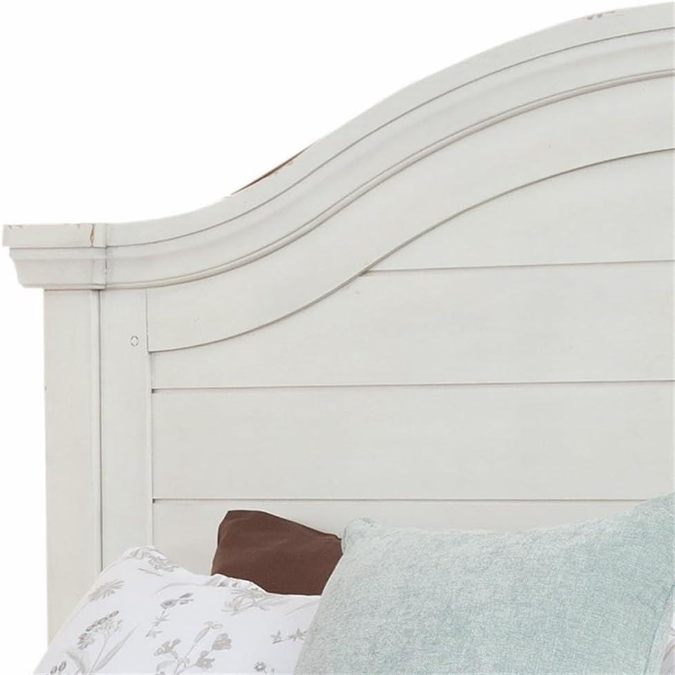 American Woodcrafters Stonebrook Antique White Wood King Panel Bed