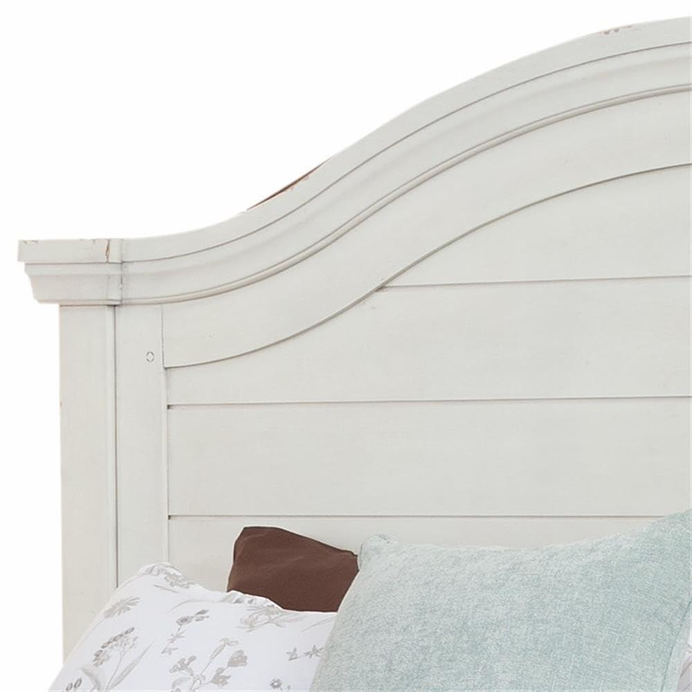 American Woodcrafters Stonebrook Antique White Wood King Panel Bed
