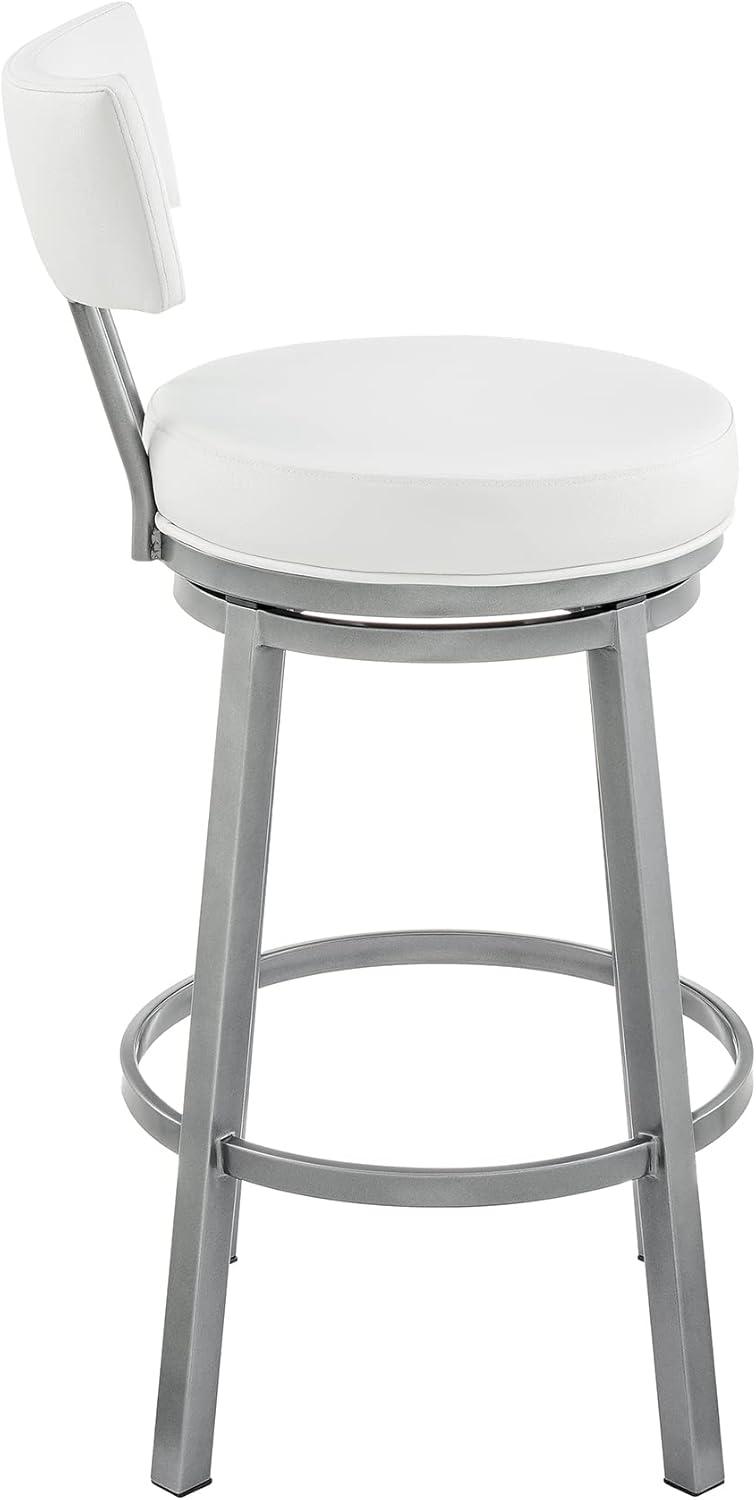 Armen Living Indoor Dalza Swivel Counter Stool in Black Finish with Gray Faux Leather