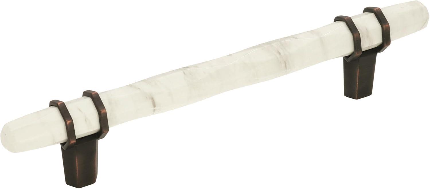 Amerock | Cabinet Pull | Marble White/Oil-Rubbed Bronze | 5-1/16 inch (128 mm) Center to Center | Carrione | 1 Pack | Drawer Pull | Drawer Handle | Cabinet Hardware