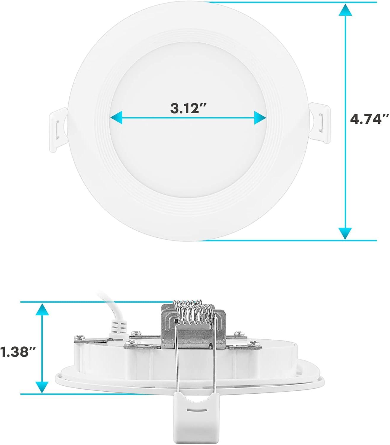 4'' Selectable Color Temperature Dimmable Air-Tight IC Rated LED Canless Recessed Lighting Kit