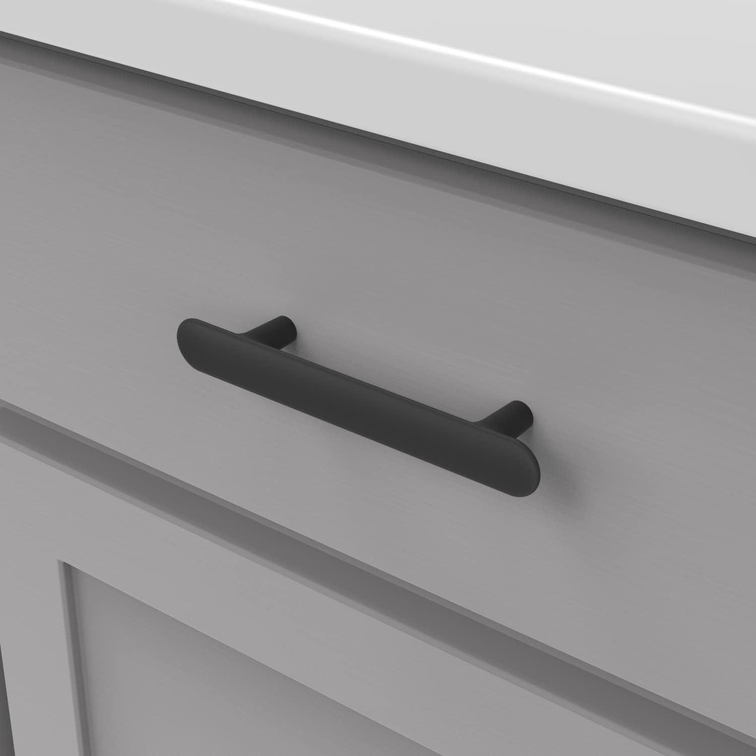 Matte Black Modern Kitchen Cabinet Pulls with Mounting Hardware