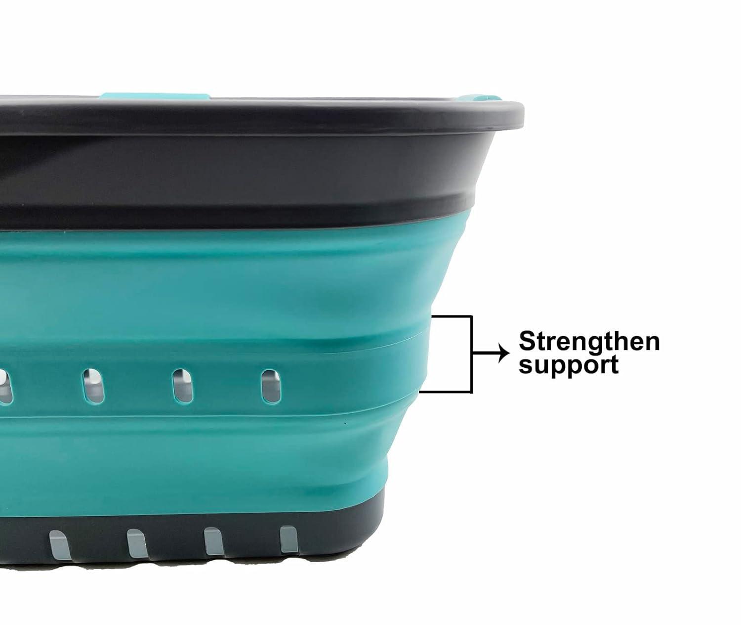 SAMMART 42L (11 gallon) Set of 2 Collapsible Laundry Basket - Foldable Pop Up Storage Container/Organizer - Portable Basket - Space Saving Hamper/Basket (Alloy Grey + Crystal Blue)