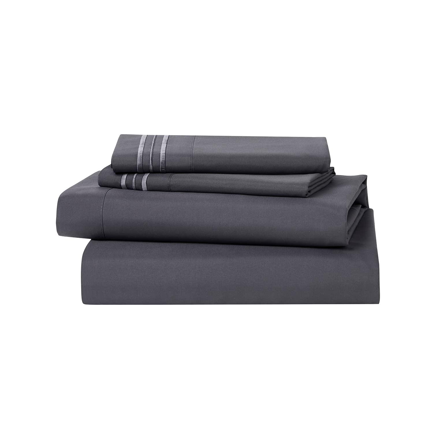 Clara Clark Bed Sheets, Premier 1800 Series 4 Piece Bed Sheet Set, Deep Pocket Luxury Soft Bedding Sheets & Pillowcases, Full, Dark Gray