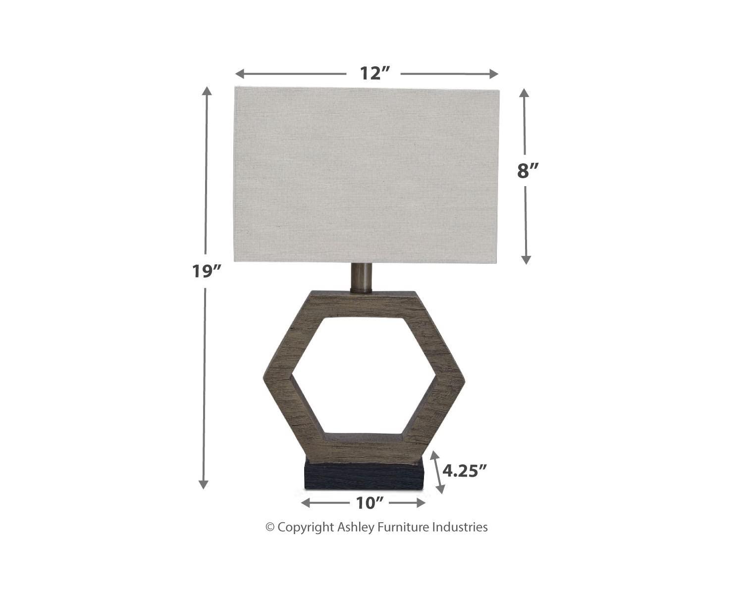 Marilu Table Lamp Gray/Brown - Signature Design by Ashley: Hexagonal Base, Polyester Shade, UL Listed