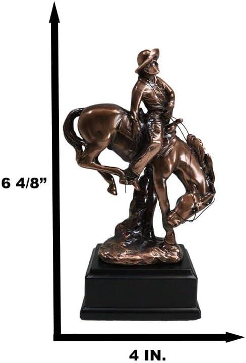 Bronze Electroplated Cowboy on Bucking Horse Figurine