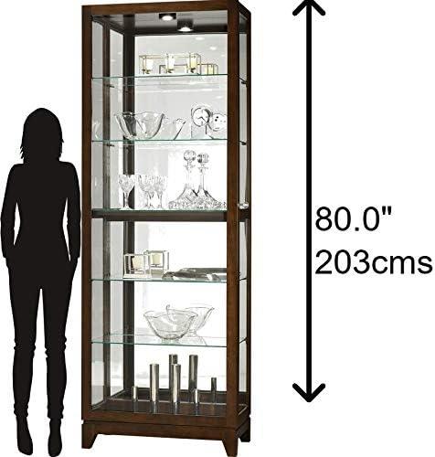 Espresso Lighted Glass Curio Cabinet with Adjustable Shelves