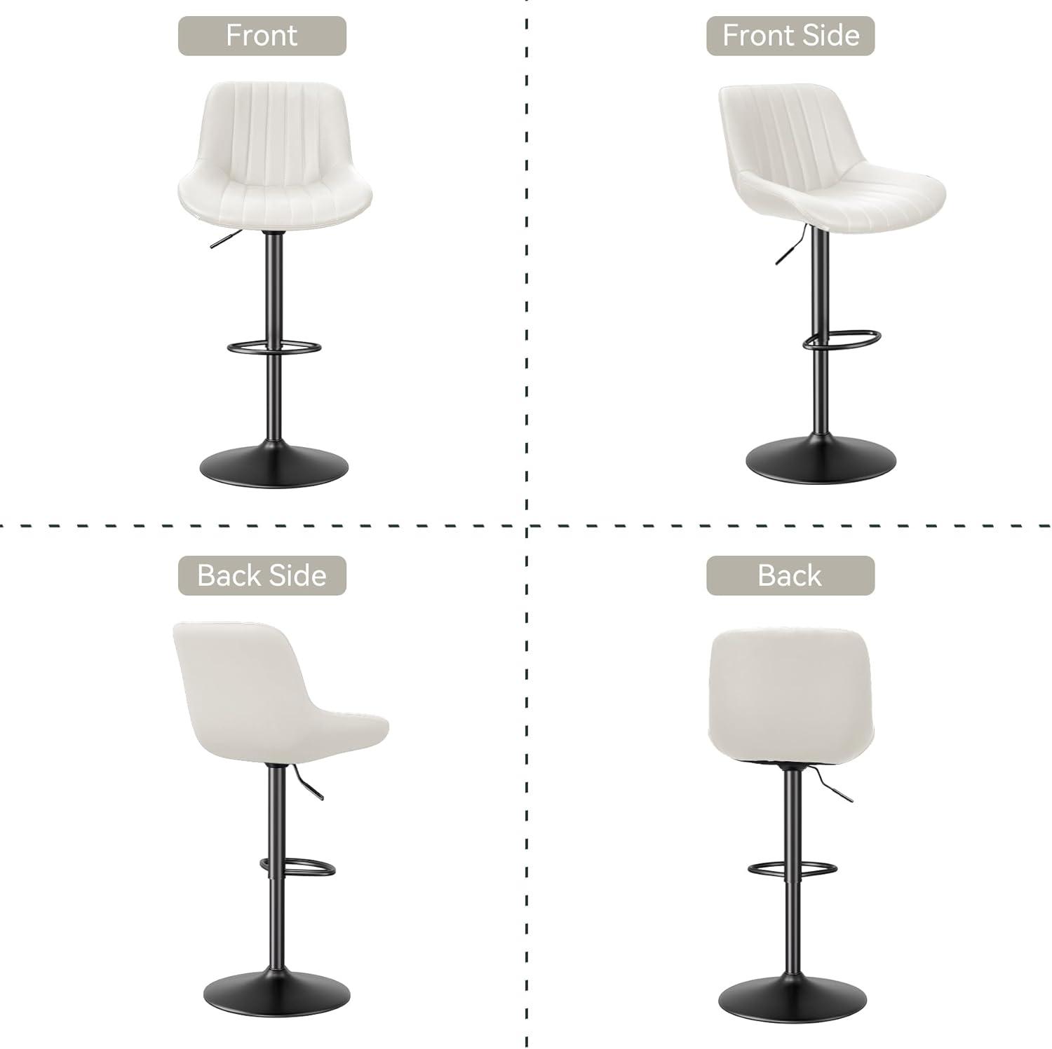 Hawsaiy Adjustable Bar Stools Set of 2, Swivel Counter Height Bar Chairs with Back, Modern Technical Fabric Barstools for Kitchen Island & Home, Green