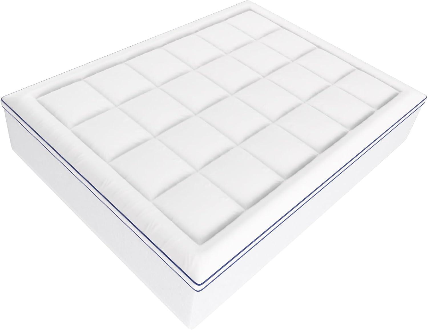 VEVOR Mattress Topper Premium Memory Foam Fiber Fill 4 in Thickness