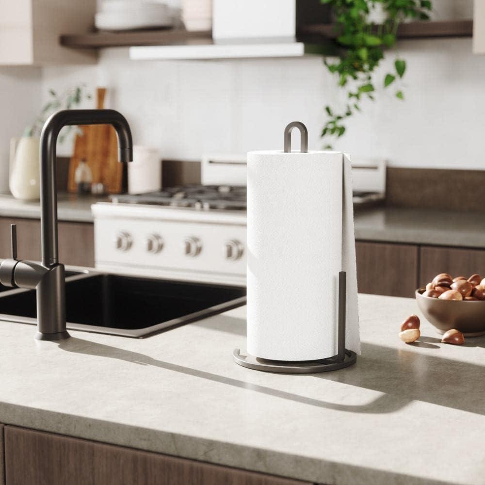 Umbra Squire Paper Towel Holder for Kitchen, Bent Metal Wire Looks Like Cast Iron, Black