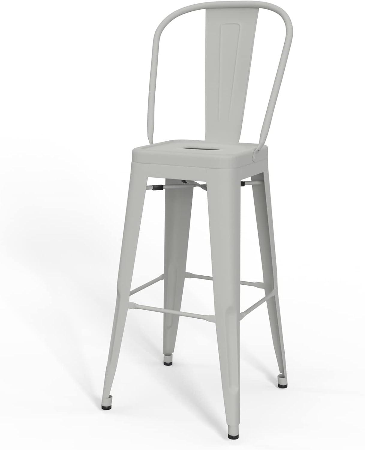 Fletcher 30" White Industrial Metal Bar Stools (Set of 2)