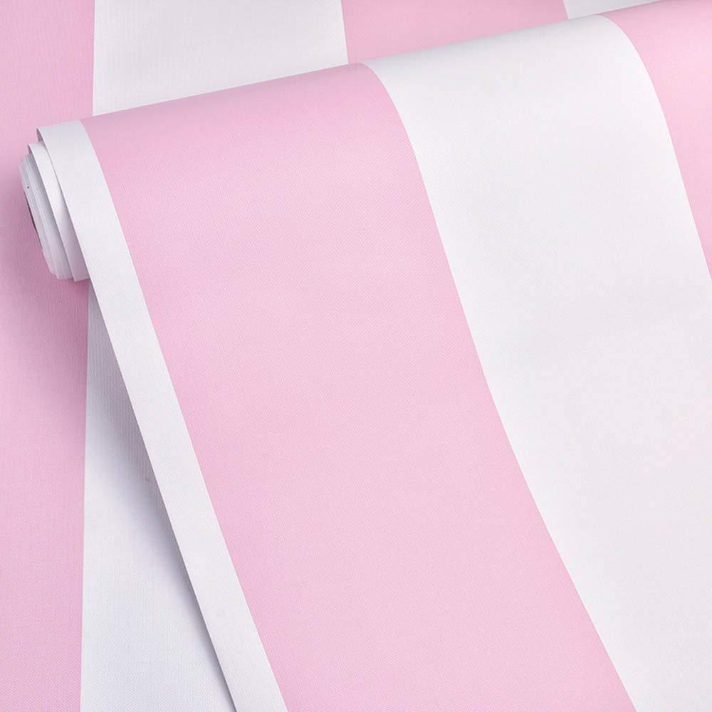 PoetryHome Self Adhesive Vinyl Pink and White Stripe Peel and Stick Wallpaper Shelf Liner for Walls Nursery Girls Bedroom Cabinets Dresser Drawer Furniture Decal Removable Waterproof 17.7x117 Inches
