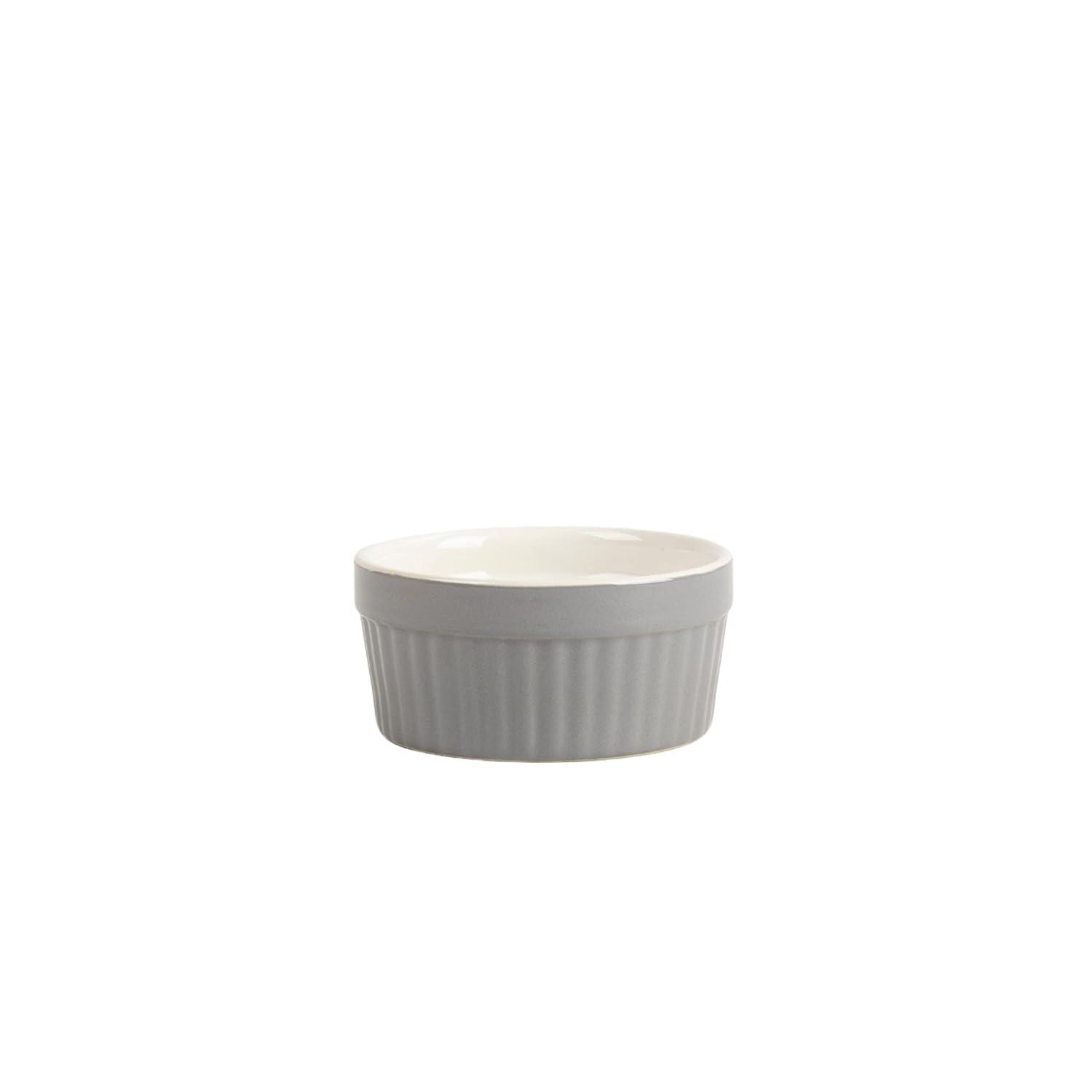 Gray and White Stoneware Ramekin Set of 6, 4 oz