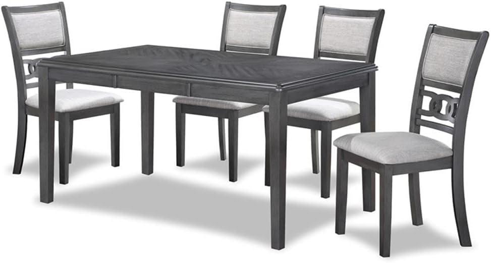 New Classic Gia 60" 5-Piece Rectangle Wood Dining Set with 4 Chairs in Gray