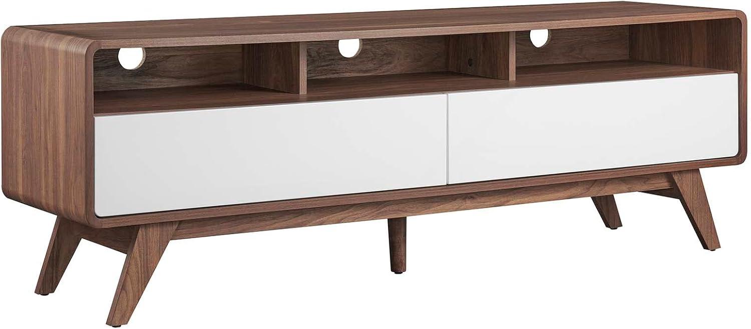 Walnut and White 60" Mid-Century Modern TV Stand