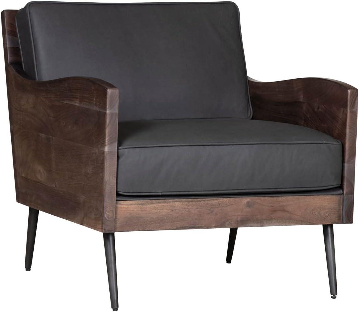 Jofran Karma Genuine Leather Solid Acacia Rustic Accent Chair