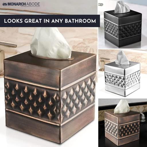 Monarch Abode Geometric Embossed Metal Tissue Box Cover