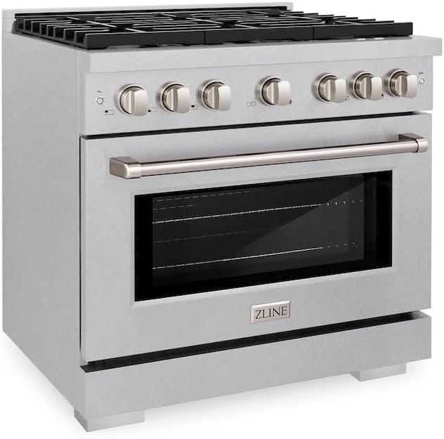 ZLINE 36" Paramount Gas Range w/ 6 Burners & Convection Oven in DuraSnow