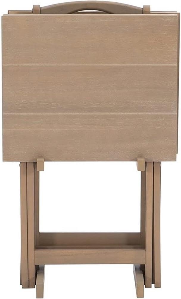 Riverbay Furniture 5-Piece Transitional Wood Tray Table Set in Gray