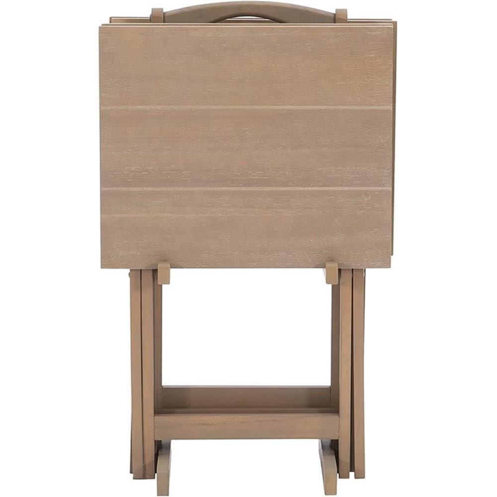 Riverbay Furniture 5-Piece Transitional Wood Tray Table Set in Gray
