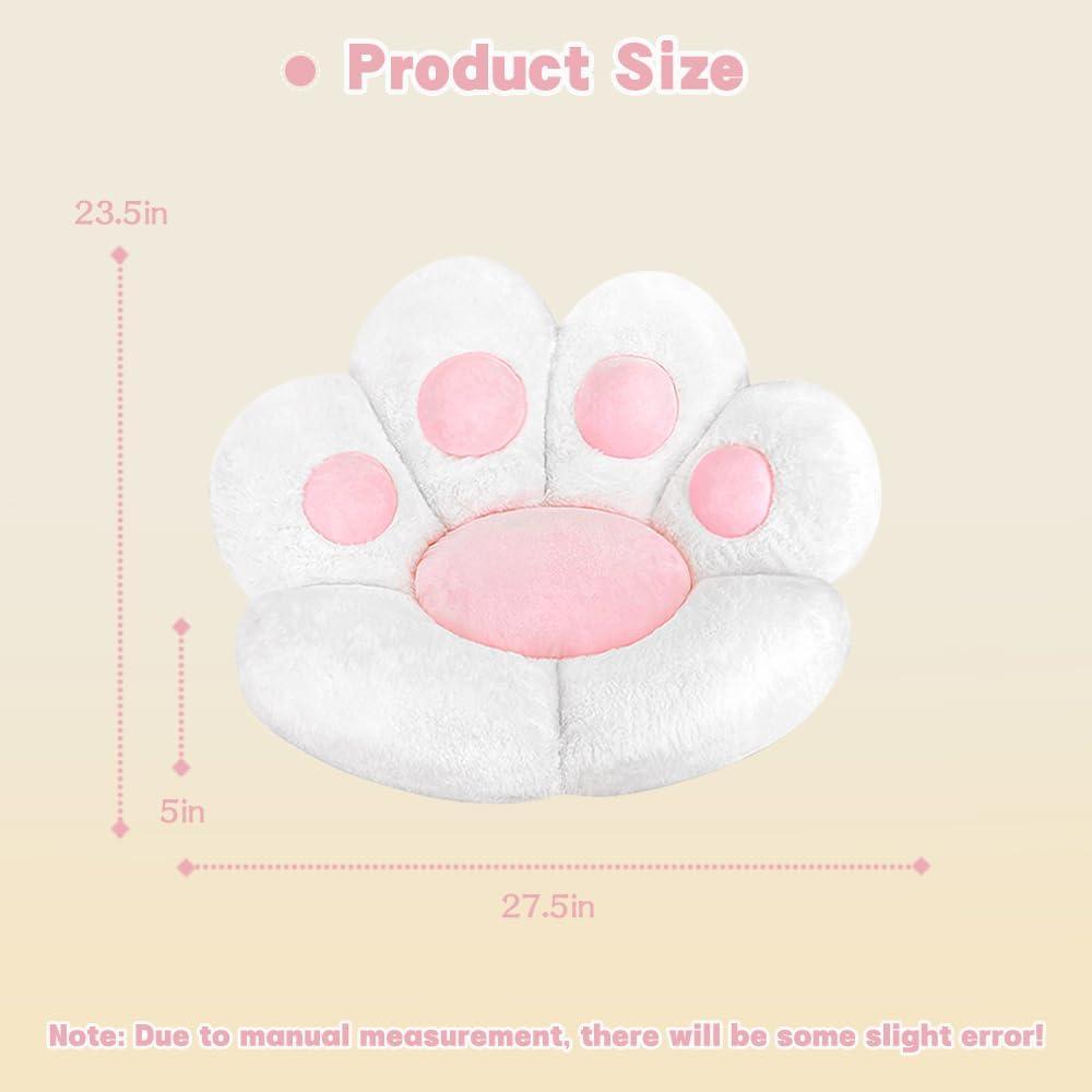 MOONBEEKI Cat Paw Cushion Chair Comfy Kawaii Plush Seat Cushions Shape Lazy Pillow for Gamer Chair 28"x 24" Cozy Floor Cute Seat Kawaii for Girl Worker Gift, Dining Room Bedroom Decorate White