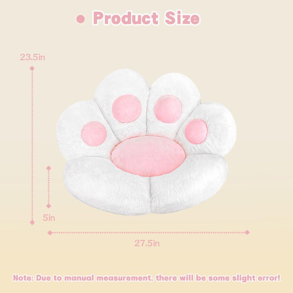 MOONBEEKI Cat Paw Cushion Chair Comfy Kawaii Plush Seat Cushions Shape Lazy Pillow for Gamer Chair 28"x 24" Cozy Floor Cute Seat Kawaii for Girl Worker Gift, Dining Room Bedroom Decorate White