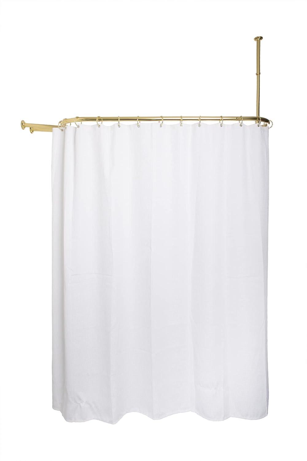 Utopia Alley Utopia Alley Rustproof Wall Mounted Aluminum Double L Shaped Shower Curtain Rod 72" L X 31.7" W,  With 24 Shower Hooks Included  & Ceiling Support ,Wall Mounted