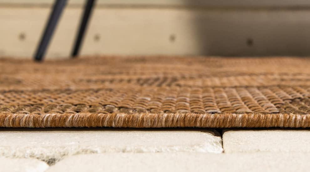 Unique Loom 5' 0 x 8' 0 Light Brown Outdoor Botanical Vine Area Rug