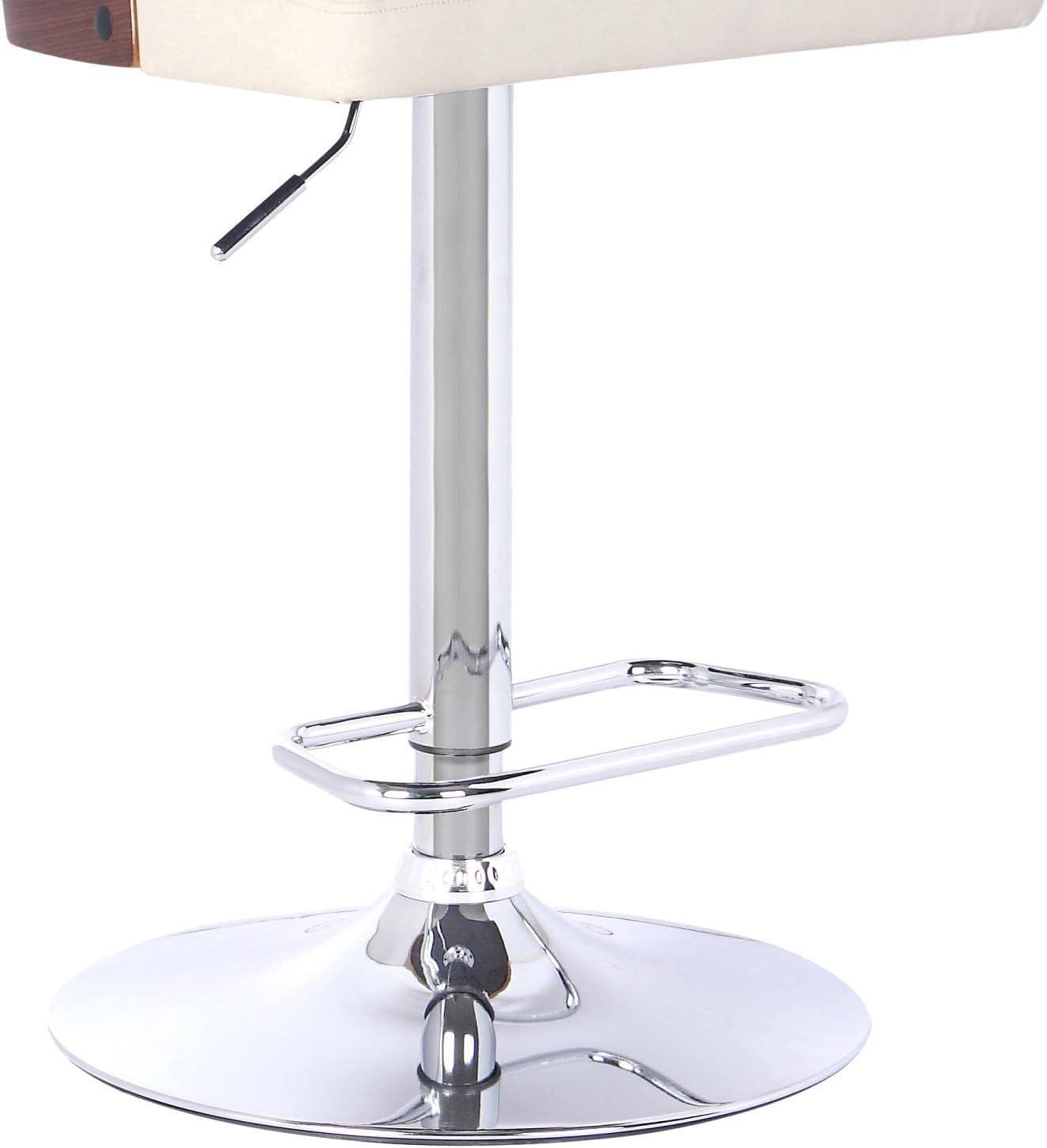 Storm Adjustable Swivel Bar Stool in Cream Faux Leather and Chrome