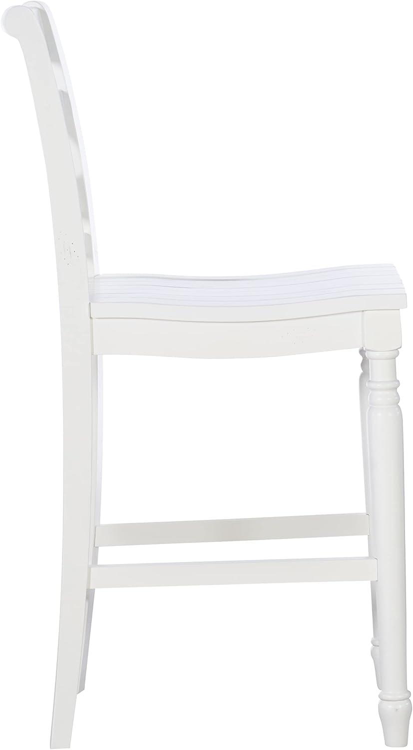 Linon Asher 24.25" Wood Farmhouse Counter Stool with X Back Plank Seat in White