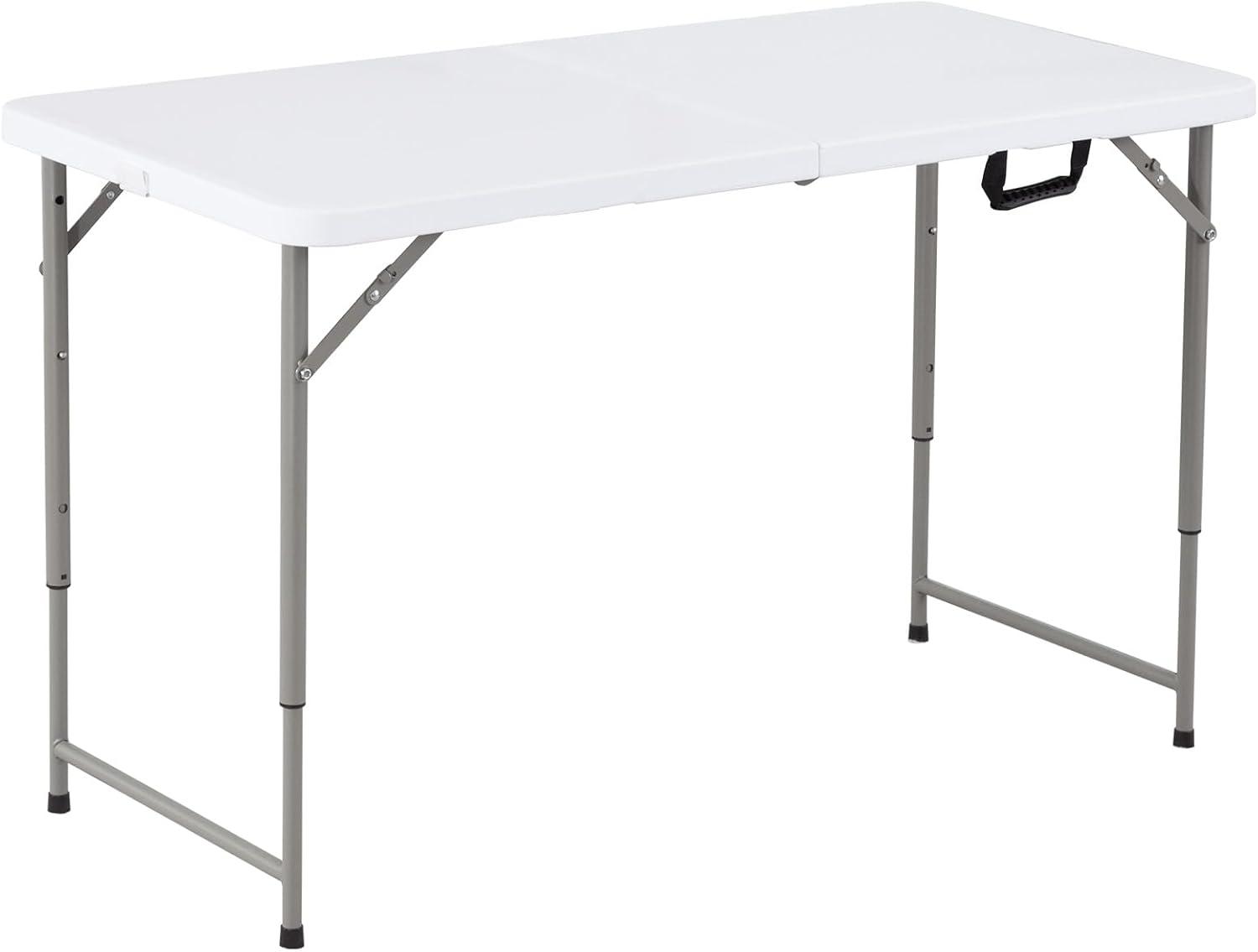 Lavish Home Adjustable Folding Table - 4 Foot Plastic Utility Tabletop