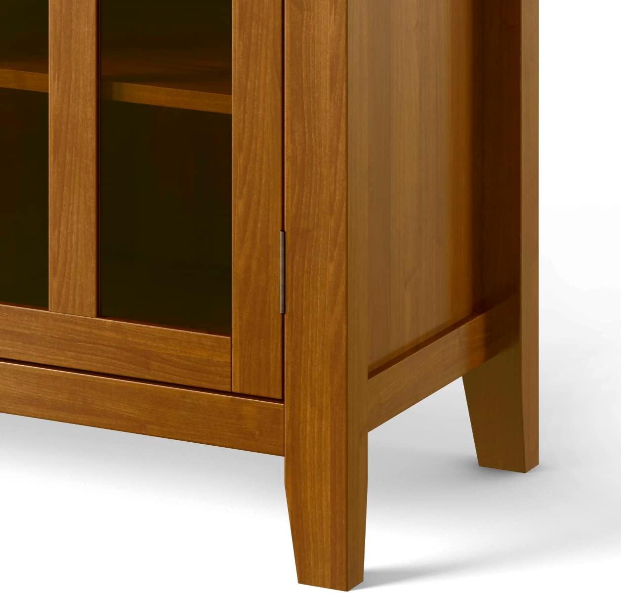 Simpli Home Artisan Wood 53" Transitional TV Media Stand in Honey Brown For TVs up to 60"