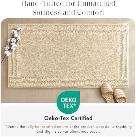 Madison Park 24"x72" Splendor Cotton Tufted Reversible Bath Rug Tan: Machine Washable, OEKO-TEX Certified