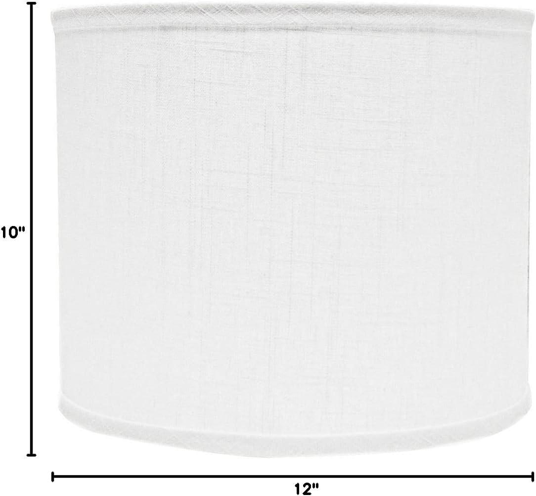 White Linen Drum Lamp Shade with Chrome Fitter, 12-Inch