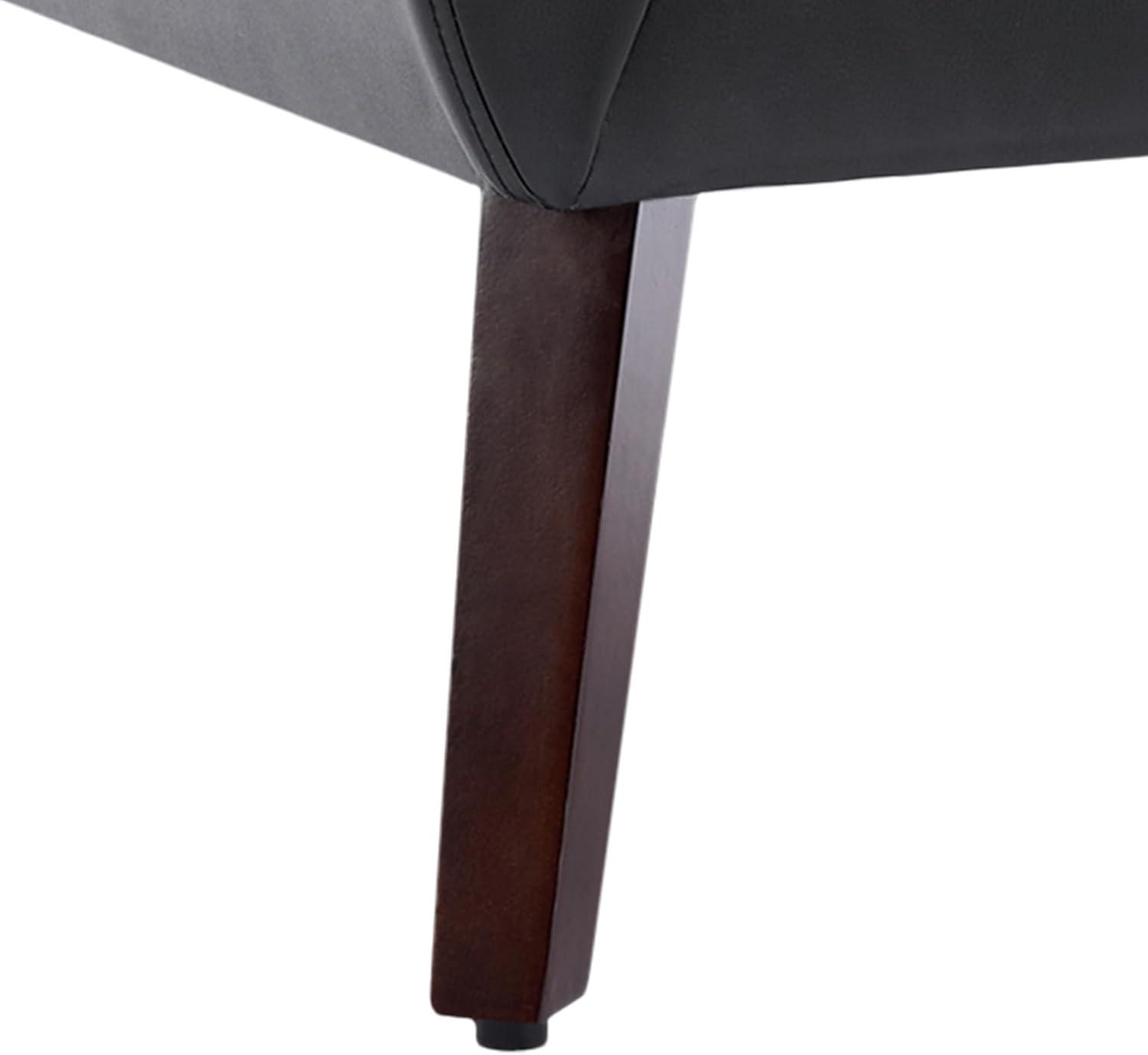 UIXE Faux Leather Accent Chair Upholstered Comfortable Armchair Modern Bedroom Chairs with Solid Wooden Legs, Brown