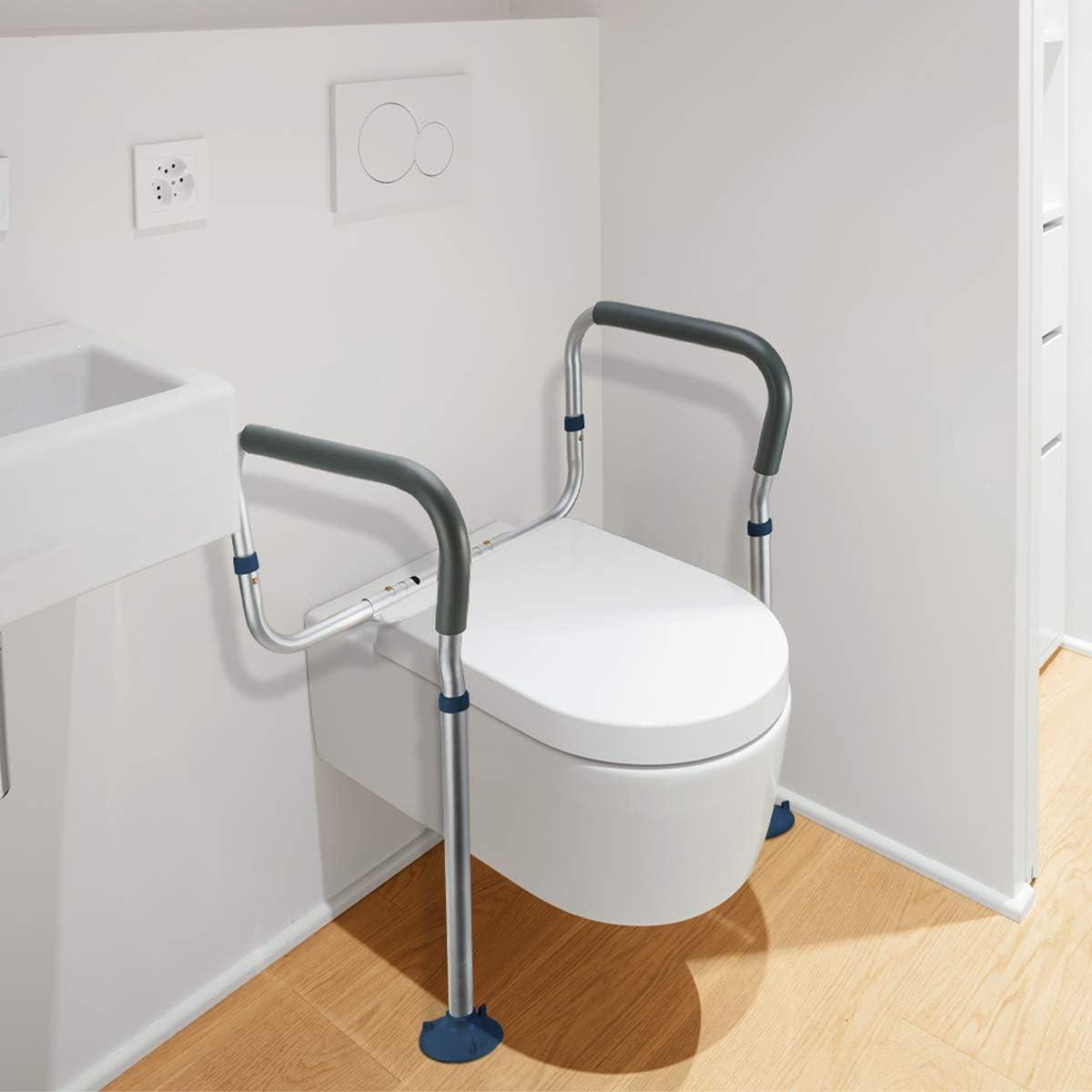 GreenChief Toilet Safety Rail, Medical Bathroom Safety Frame for Elderly, Handicap and Disabled - Adjustable Handrails for Toilet Seat Grab Bar Toilet Handrails Helper, 2 Additional Rubber Tips