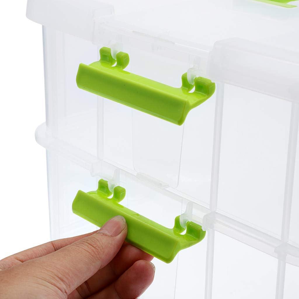 Green and Transparent 2-Tier Stackable Storage Box with Handle